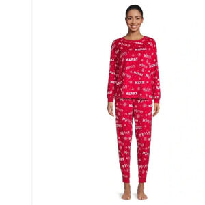 Holiday Time Christmas Family Matching Pajamas Set Red Cartoon Winter Size L/XL